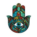 Hamsa Fatima Hand Tradition Amulet Colorful Symbol