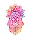 Hamsa Hand of Fatima . Vector illustration. Ethnic amulet Indian, Arabic, Jewish ornaments