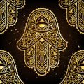 Hamsa Hand of Fatima . Vector illustration. Ethnic amulet Indian, Arabic, Jewish ornaments