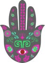 Hamsa nand talisman. Hand of Fatima in vector. Colorful image