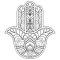 Hamsa symbol in black and white