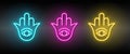 Hamsa symbol neon vector icon. Royalty Free Stock Photo