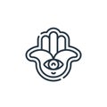 hamsa vector icon isolated on white background. Outline, thin line hamsa icon for website design and mobile, app development. Thin