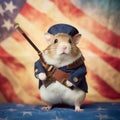 Hamster with American flag dressed up. Created using ai generative.