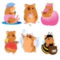 Hamster cartoon set Royalty Free Stock Photo