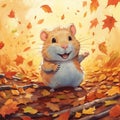 Hamster celebrating Halloween in cute scene. Created using ai generative.