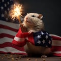 Hamster celebrating the 4th of July.