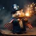 Hamster celebrating the 4th of July.