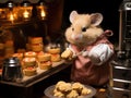 Hamster chef bakes cookies in mini oven