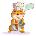 Hamster chef with a rolling pin in the hat of the chef Royalty Free Stock Photo