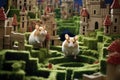 hamster couple exploring a maze Royalty Free Stock Photo