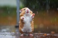 hamster dancing in the rain, neural network generated image
