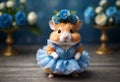 Hamster dancing in tutu skirt. Generative AI