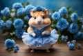 Hamster dancing in tutu skirt. Generative AI