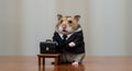 Hamster Dressed As Businessman Ready for Work with Briefcase
