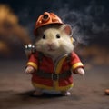 Hamster dressed as little firefighter, isolated, alone in image. Created using ai generative. Royalty Free Stock Photo