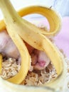 Hamster eat banana and lie under banana Royalty Free Stock Photo