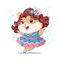 Hamster girl dances in a festive pink and blue costume Royalty Free Stock Photo