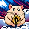 Hamster holding Bitcoin in the storm Royalty Free Stock Photo