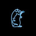 hamster icon in neon style. One of rodents collection icon can be used for UI, UX