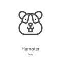 hamster icon vector from pets collection. Thin line hamster outline icon vector illustration. Linear symbol for use on web and