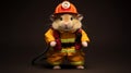 Hamster dressed as little firefighter, isolated, alone in image. Created using ai generative. Royalty Free Stock Photo