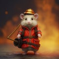 Hamster dressed as little firefighter, isolated, alone in image. Created using ai generative. Royalty Free Stock Photo