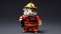 Hamster dressed as little firefighter, isolated, alone in image. Created using ai generative. Royalty Free Stock Photo