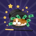 Hamster in modern focus, glowing bright vector illustration. Professional wizard imagination, light vintage miracle with