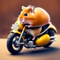 Hamster on Motorcycle, Generative AI Illustration