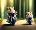 Hamster on Motorcycle, Generative AI Illustration