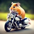 Hamster on Motorcycle, Generative AI Illustration