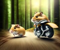 Hamster on Motorcycle, Generative AI Illustration