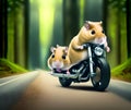 Hamster on Motorcycle, Generative AI Illustration