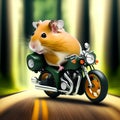 Hamster on Motorcycle, Generative AI Illustration