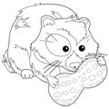 Hamster with peanut. Vector black and white coloring page Royalty Free Stock Photo