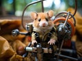 Hamster pilot in tiny airplane cockpit Royalty Free Stock Photo