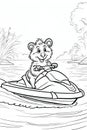 Hamster Riding Jet Ski in Water Royalty Free Stock Photo