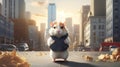 Hamster, standing, isolated, looking forward, dressed in regular human style clothing.