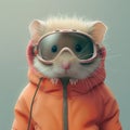 hamster staying snug in a trendy peach Ski Goggles