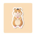 Hamster sticker illustration. Animal, ears, small, fluffy. Editable vector graphic design.