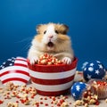 Hamster celebrating the 4th of July.