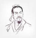 Han Fei Zi vector sketch portrait isolated