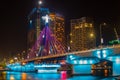 Han River Swinging Bridge at night in Da Nang, Vietnam