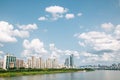 Han river park and modern buildings in Seoul, Korea Royalty Free Stock Photo