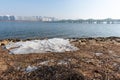 Han river and Seoul cityscape in winter in South Korea Royalty Free Stock Photo