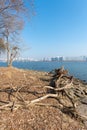 Han river and Seoul cityscape in winter in South Korea Royalty Free Stock Photo