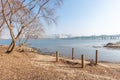 Han river and Seoul cityscape in winter in South Korea Royalty Free Stock Photo