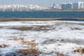 Han river and Seoul cityscape in winter in South Korea Royalty Free Stock Photo