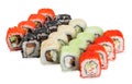 Hanabi Set sushi rolls - isolated on white background